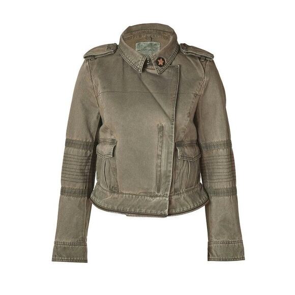 Zadig & Voltaire Klara Asymmetrical Green Cotton Military Jacket Womens Medium - Picture 2 of 13